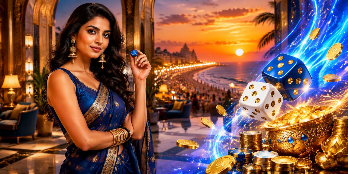 Chennai Marina Beach dice game neon lights